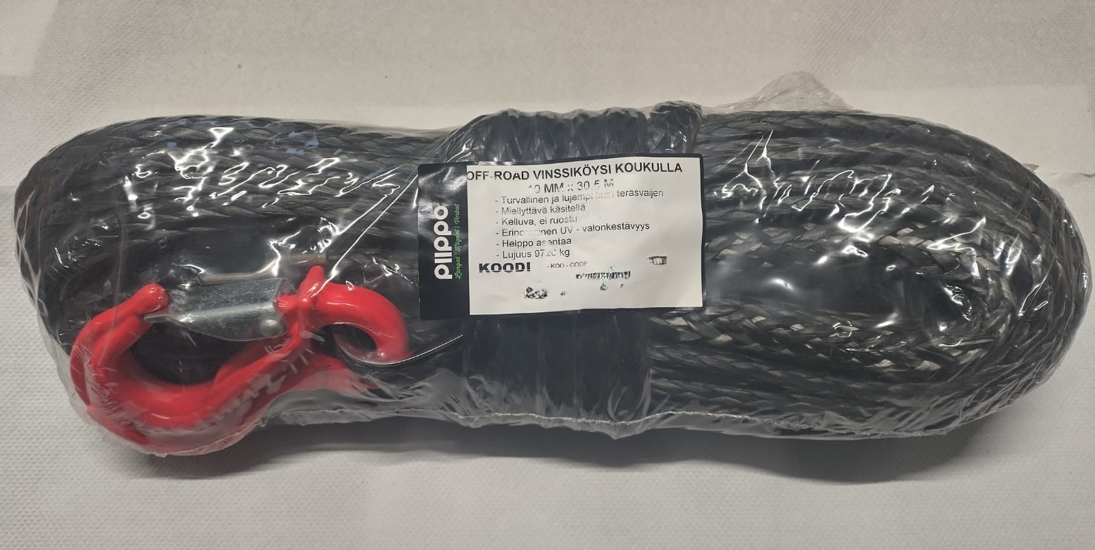 Juontoköysi- / Hinausköysi koukulla